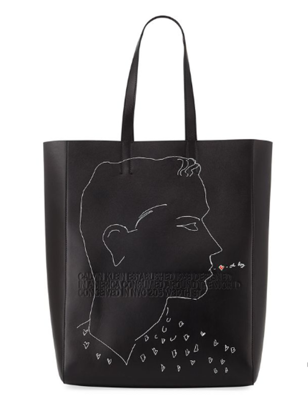 Calvin Klein x Andy Warhol Black Leather Tote Bag 205W39NYC RTW $1450 Shoulder